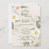 白モダン花緑ブライダルシャワー セーブザデート (正面)