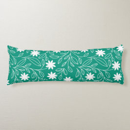 白モダン花葉緑 ボディピロー