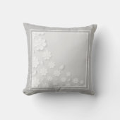 白モダン花 クッション (正面)