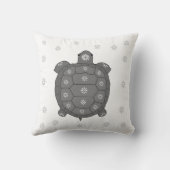 白モダン芸術的に灰色の亀と花 クッション (裏面)