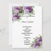 白モダン薄紫紫フローラエレガントな結婚式 招待状 (正面)