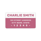 白モダン薔薇マウヴはっきりしたフォント差出人住所 ラベル (正面)