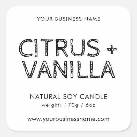 白モダン蝋燭製品表示 スクエアシール (正面)