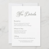 白モダン詳細カードのセージ緑の書道 招待状 (正面)