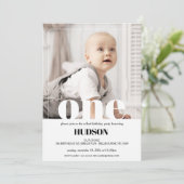 白モダン語フォト1st誕生日招待状 招待状 (スタンド正面)