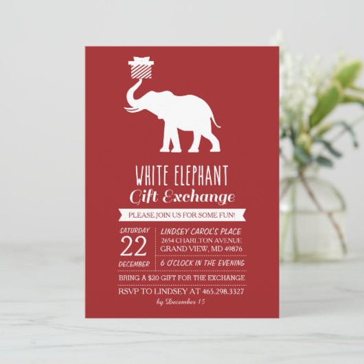 白モダン象ギフト交換招待状 招待状 (スタンド正面)