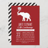 白モダン象ギフト交換招待状 招待状 (正面/裏面)