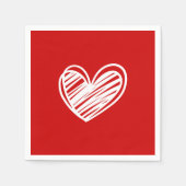 白モダン赤いハートロマンチック誕生日結婚ズ スタンダードカクテルナプキン (正面)