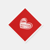 白モダン赤いハートロマンチック誕生日結婚ズ スタンダードカクテルナプキン (角)