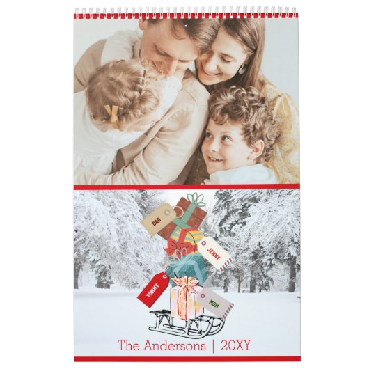 白モダン赤クリスマスカレンダー カレンダー (カバー)