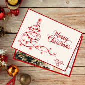 白モダン赤クリスマスカード写真 シーズンカード
