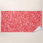 白モダン赤グリッター ビーチタオル (正面)