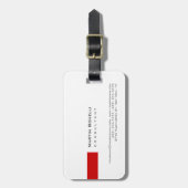 白モダン赤シンプル ラゲッジタグ (正面縦)