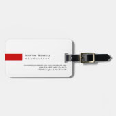 白モダン赤シンプル ラゲッジタグ (正面横)