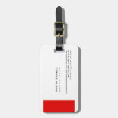 白モダン赤シンプル ラゲッジタグ (正面縦)