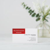 白モダン赤マネージャストライプのミニマルスタイル 名刺 (スタンド正面)