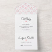 白モダン赤面オ赤ちゃんガールシャワー オールインワン招待状 (内側)