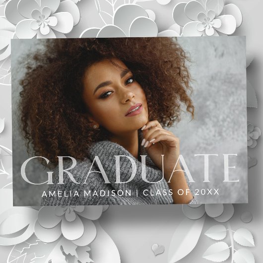 白モダン透明はっきりした文字グラッド写真 案内状