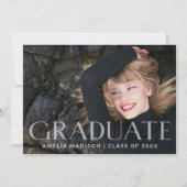 白モダン透明文字Grad 2はっきりした写真 案内状 (正面)