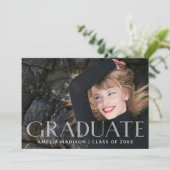 白モダン透明文字Grad 2はっきりした写真 案内状 (スタンド正面)