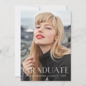 白モダン透明文字Grad 2はっきりした写真 案内状 (正面)