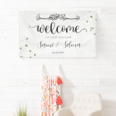 白モダン金ゴールドイスラムパーティー旗 横断幕 (インサイチュ)