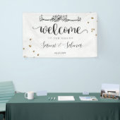 白モダン金ゴールドイスラムパーティー旗 横断幕 (トレードショー)