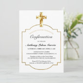 白モダン金ゴールドクロスボーイズ確認 招待状 (スタンド正面)