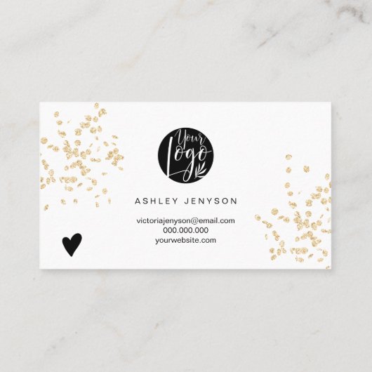 白モダン金ゴールドグリッターのロ感謝していゴの順序 名刺 (裏面)