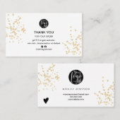 白モダン金ゴールドグリッターのロ感謝していゴの順序 名刺 (正面/裏面)