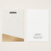 白モダン金ゴールドジュエリーイヤリング表示カード (正面&裏面)