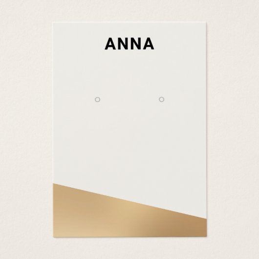 白モダン金ゴールドジュエリーイヤリング表示カード (正面)