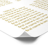 白モダン金ゴールドスエレガントクリッ結婚トの座席 ポスター (角)