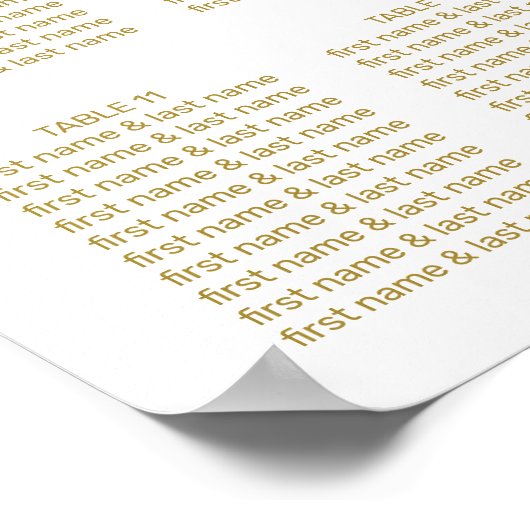 白モダン金ゴールドスエレガントクリッ結婚トの座席 ポスター (角)