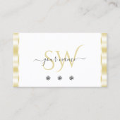 白モダン金ゴールドスパー縁どクルダイヤモンドイニシャル 名刺 (正面)