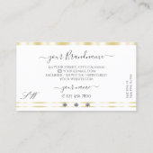 白モダン金ゴールドスパー縁どクルダイヤモンドモノグラム 名刺 (裏面)