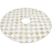 白モダン金ゴールドチェッカーボードパターン ブラッシュドポリエステルツリースカート (アングル)