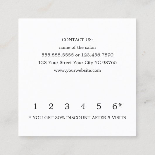 白モダン金ゴールドフェイクハートライン美しいロイヤリティ ロイヤリティカード (裏面)