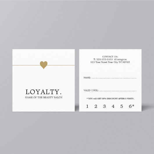 白モダン金ゴールドフェイクハートライン美しいロイヤリティ ロイヤリティカード