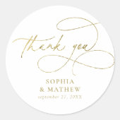 白モダン金ゴールドフローリッシュサンキューフェイバークラシックト ラウンドシール (正面)