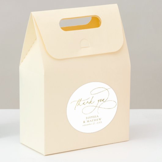 白モダン金ゴールドフローリッシュサンキューフェイバークラシックト ラウンドシール