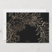白モダン金ゴールドブラックエレガントフローラ結婚ズ 招待状 (裏面)
