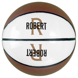 白モダン金ゴールドモノグラム バスケットボール