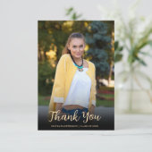白モダン金ゴールド写真卒業 サンキューカード (スタンド正面)