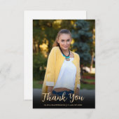 白モダン金ゴールド写真卒業 サンキューカード (正面/裏面)