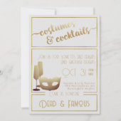 白モダン金ゴールド大人エレガントハローウィンパーティ 招待状 (正面)