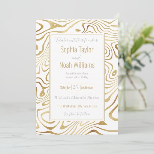 白モダン金ゴールド大理石抽象芸術 (スタンド正面)