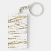 白モダン金ゴールド大理石抽象芸術 キーホルダー (裏面)