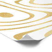 白モダン金ゴールド大理石抽象芸術 ポスター (角)