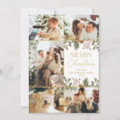 白モダン金ゴールド数々の写真メリークリスマス シーズンカード (正面)